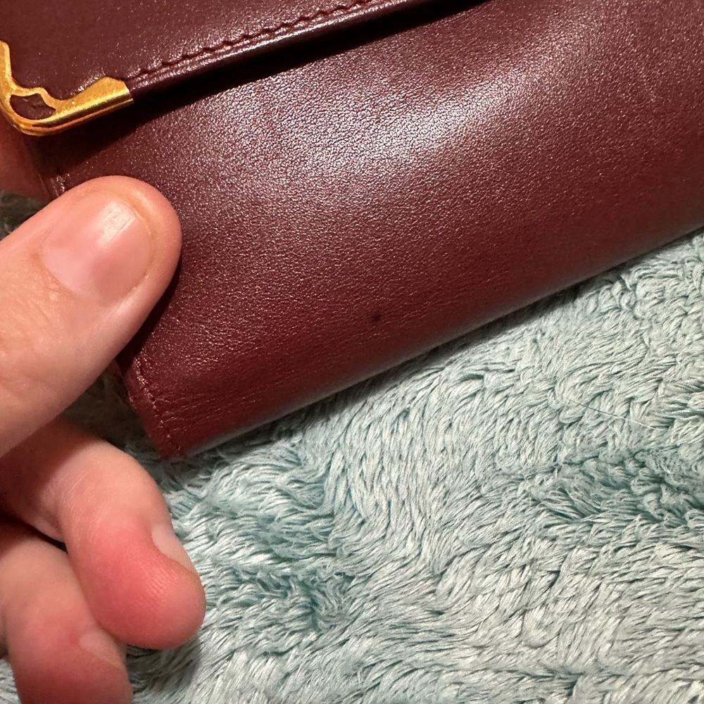 Cartier Burgundy Tri Fold Wallet With Kiss Lock 💋 - Picture 7 of 15